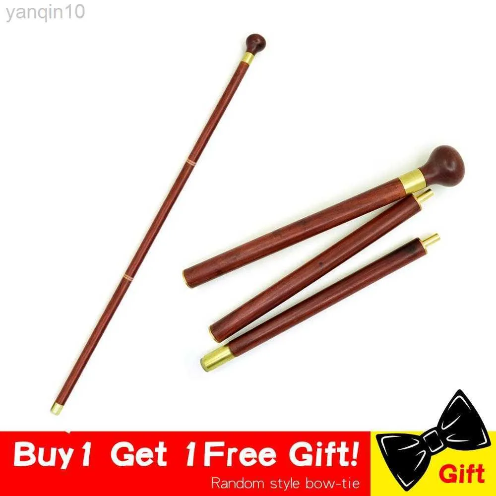 Trekking Poles Vintage Wood Walking Cane Stick Wooden Hand Cane 3-Sections Foldable Walking Gentleman Stick Portable Straight Grip Handle HKD230804