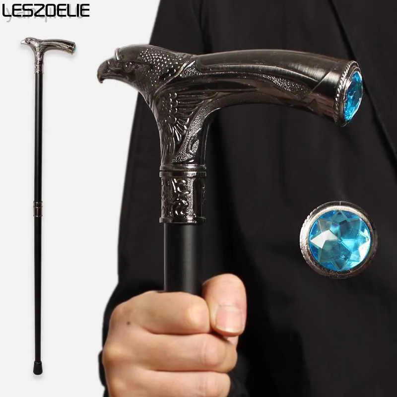 Trekking Poles Eagle Head With Lake Blue Diamond Men Fashionable Walking Canes Women And Girls Cosplay Decorative Walking Stick HKD230804