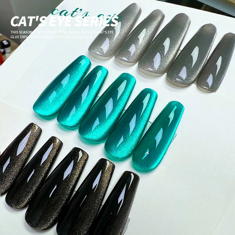 Smalto per unghie Annies Black Diamond Cat's Eye Gel Green Emerald Gloss olografico Glitter Cat's Eye UV Gel per unghie Nail Beauty 230804