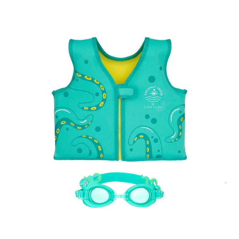 Sandspiel Wasserspaß Kinder Unisex Schwimmweste Brillenset Oscar der Oktopus GrünAlter 23 Jahre 230803