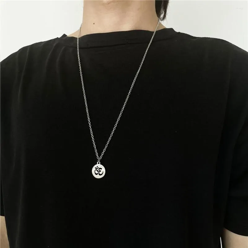 Collares con colgante, collar redondo clásico para hombre, abalorio de loto de acero inoxidable, cadena larga para mujer, Gargantilla, regalo de joyería