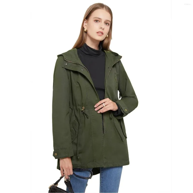 Women's Trench Coats Fashion Ladies Hooded Windbreaker Autumn Winter Women Vintage Solid Korea Casual Jacket 2023 Femme Brand Outdoor Coat