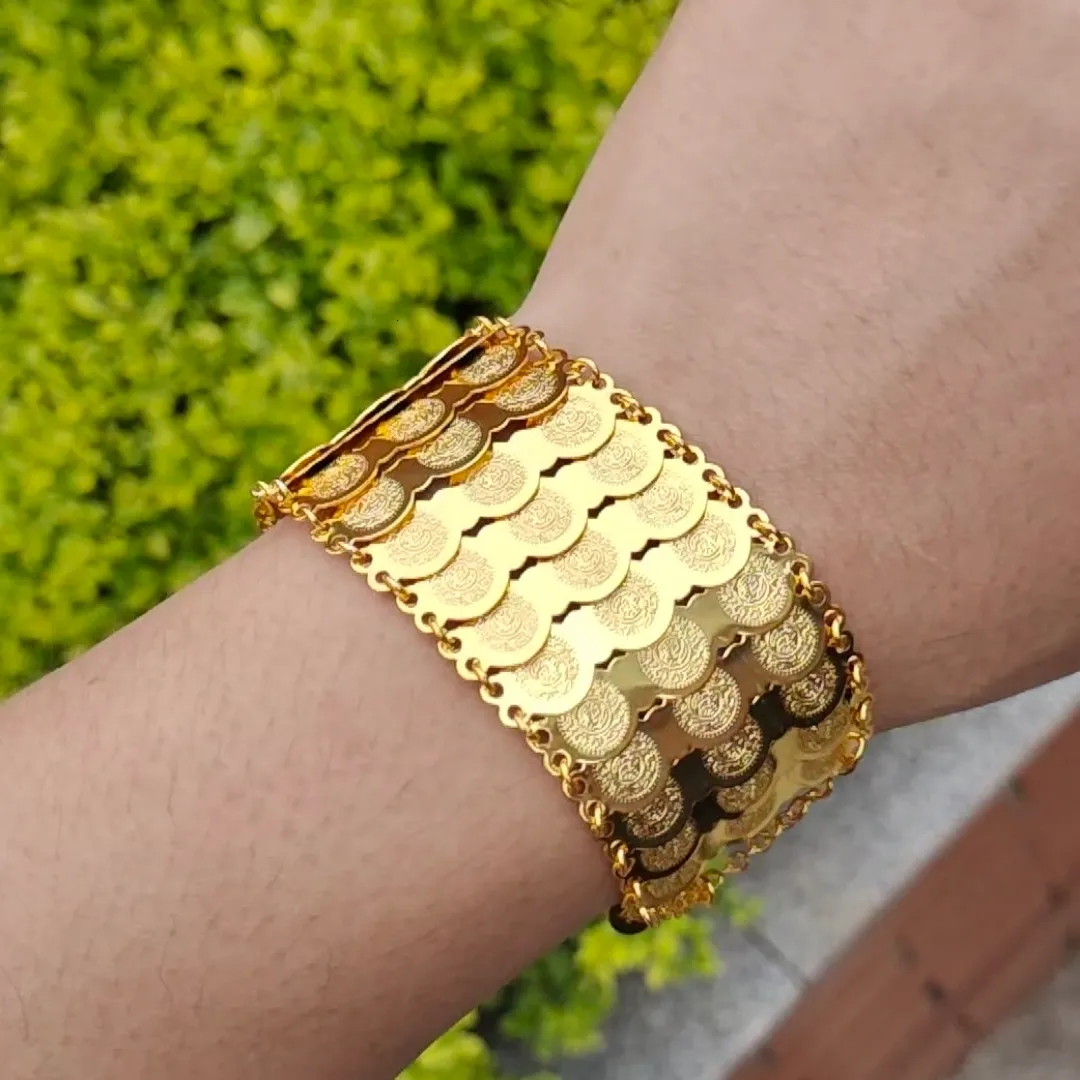 Charm Bracelets Gold Color Coins Bangles For Women Men Money Coin Bracelet Islamic Muslim Arab Middle Eastern Jewelry African Gifts 230803 From 6 3 DHgate