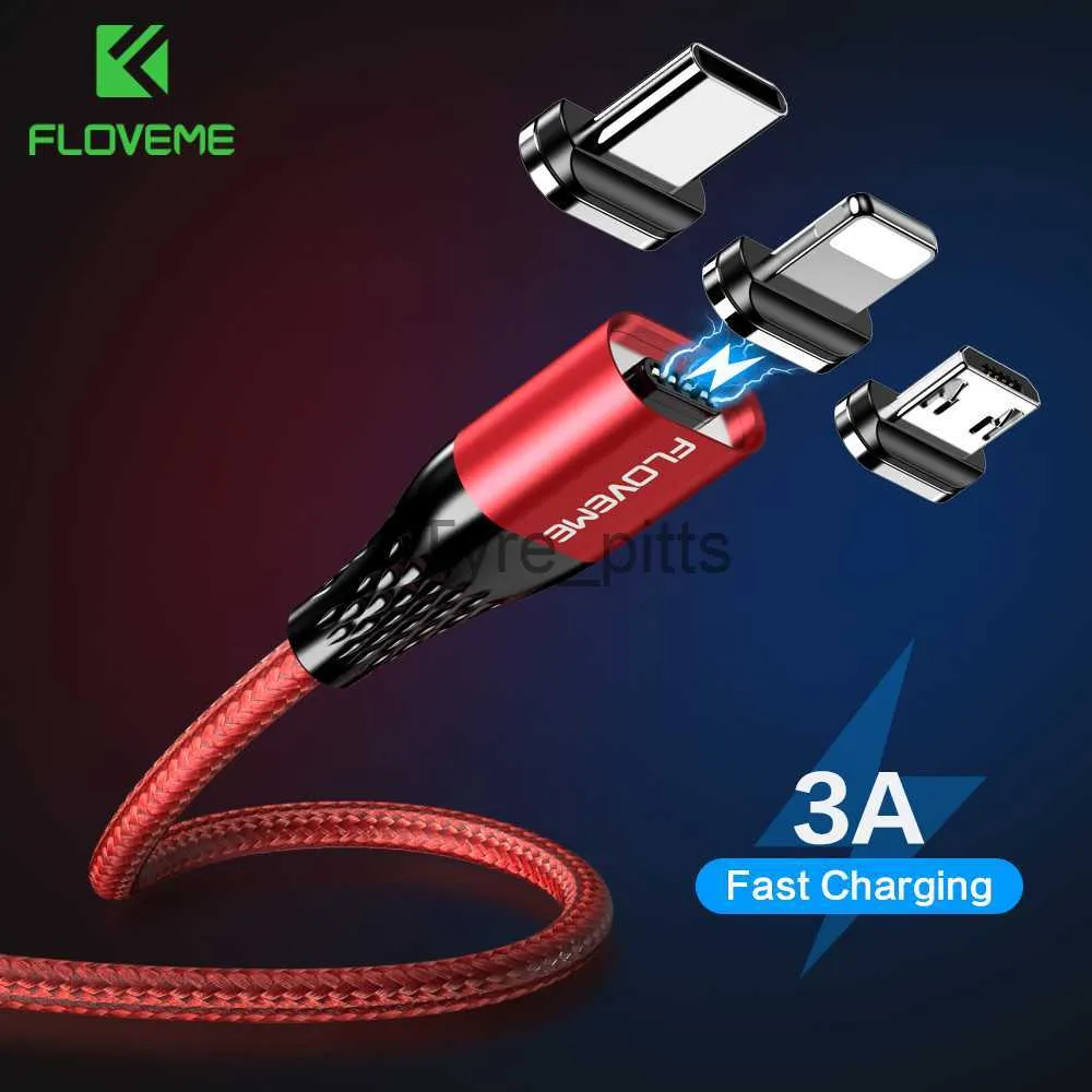Laddare/kablar floveme magnetiska USB -laddningskabel Micro USB Typ C Magnet Fast Charger Wire Cord 3A för iPhone Samsung Redmi Note 7 8 MicroUSB X0804