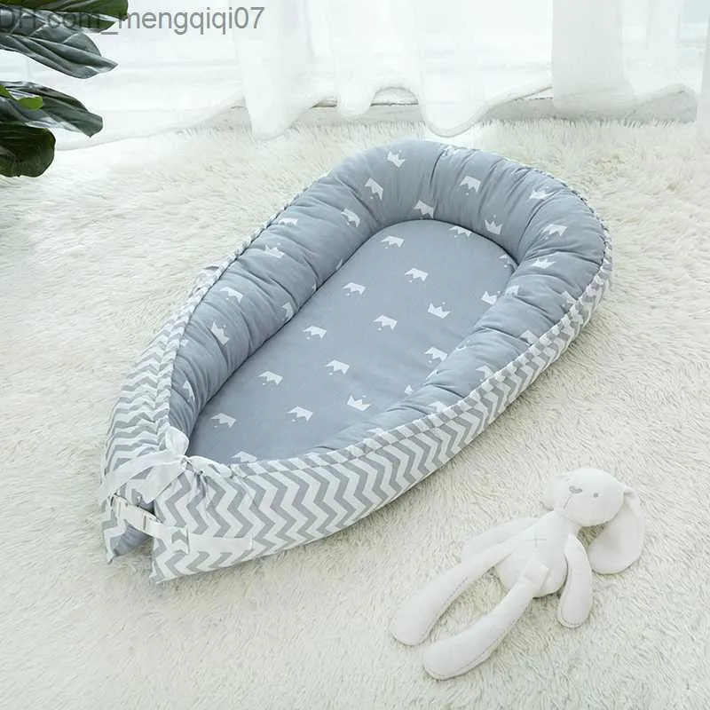 요람 요람 아기 아기 둥지 침대 베이비 침대 휴대용면 요람 제거 가능 및 빨 수있는 신생아 여행 수면 베이비 침대베이스 보호기 Z230804