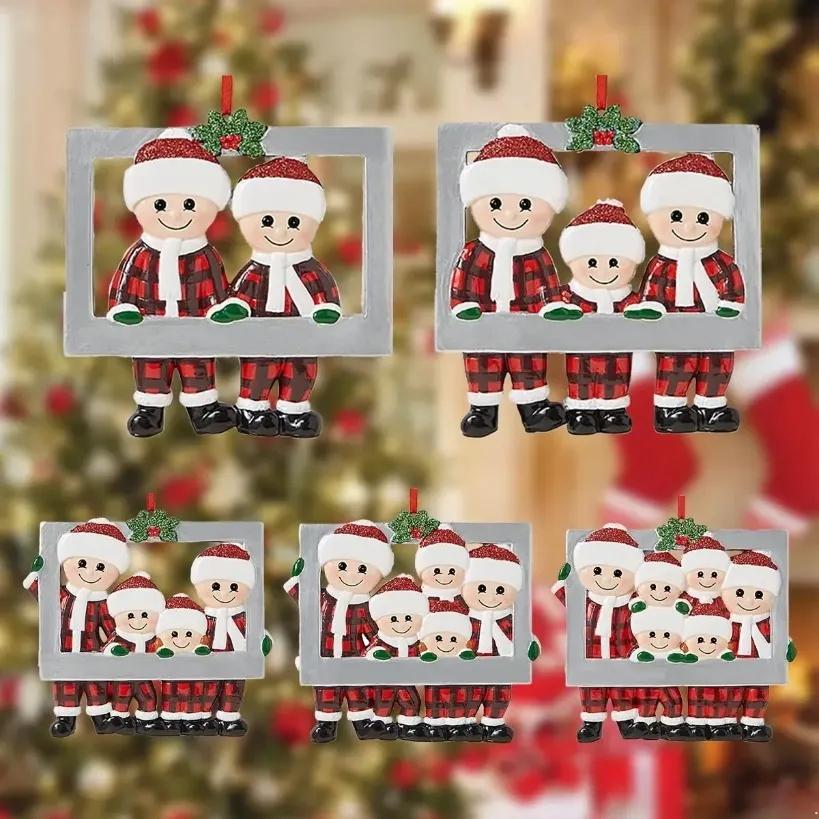 Weihnachten Ornament Anhänger DIY Persönliche Familie Weihnachtsbaum Dekorationen Rahmen Personalisiert Für Home Navidad Hängen Neue Jahr FY4836 AU04