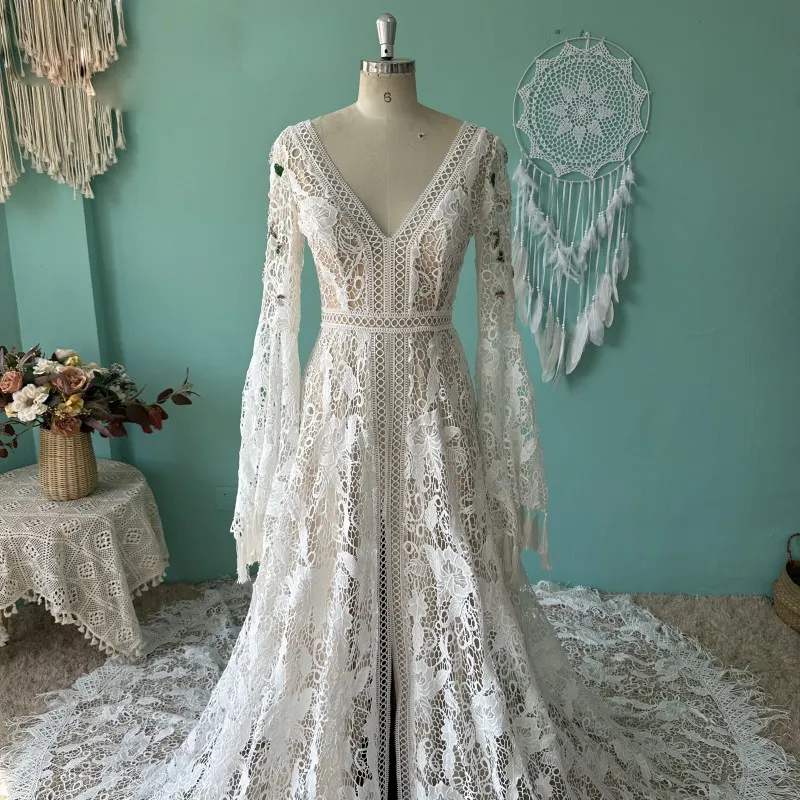 Flute sleeve wedding dress top