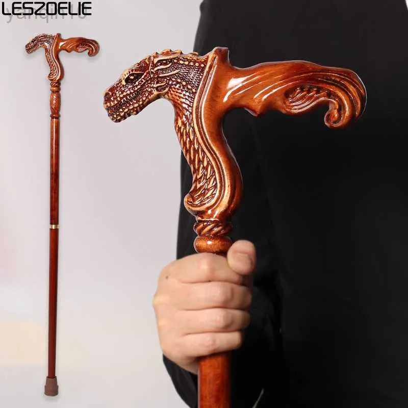 Trekking Poles 95cm Fierce Crocodile Walking Stick Men German Beech Wooden Detachable Walking Sticks Women Brownish Red Fashion Walking Cane HKD230804