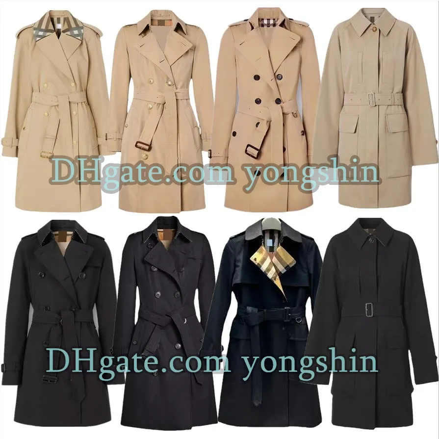 Mulheres Trench Coats Outerwear Longo corta-vento Casaco à prova de chuva Casaco xadrez trespassado de melhor qualidade Casacos cáqui Moda casaco de vento Plus Size Roupas