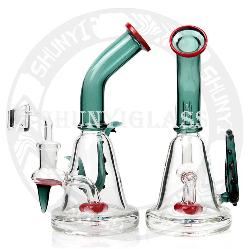 Reciclador de plataforma de petróleo 8'' bong de vidro hookah dab rig cachimbo de água copo inebriante bongs grossos cachimbos de fumar plataformas de petróleo reciclador de tabaco com tigela de quartzo de 14 mm