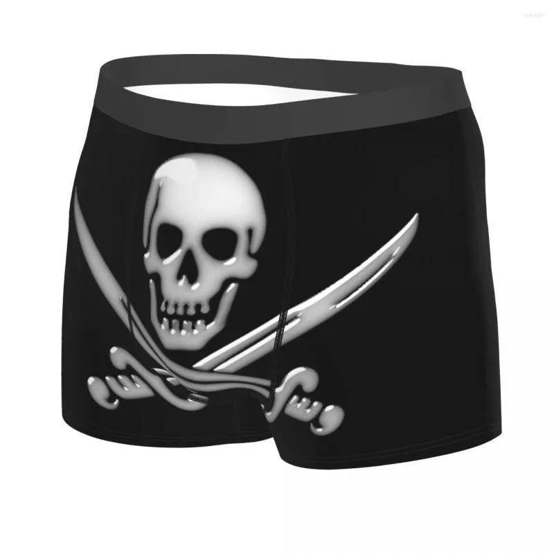 Glassy Pirate Skull & Sword Crossbones Boxer Funny Boxer Briefs