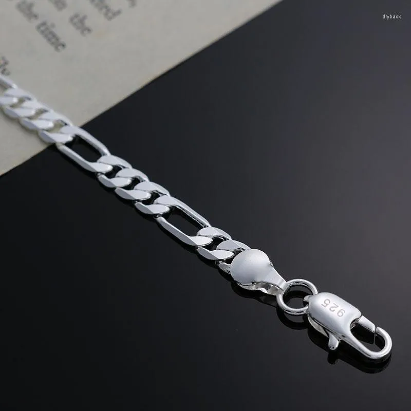 NKlaus Bracciale in argento 925 19cm Figaro ancora catena mezza rotonda bracciale unisex catena 12385