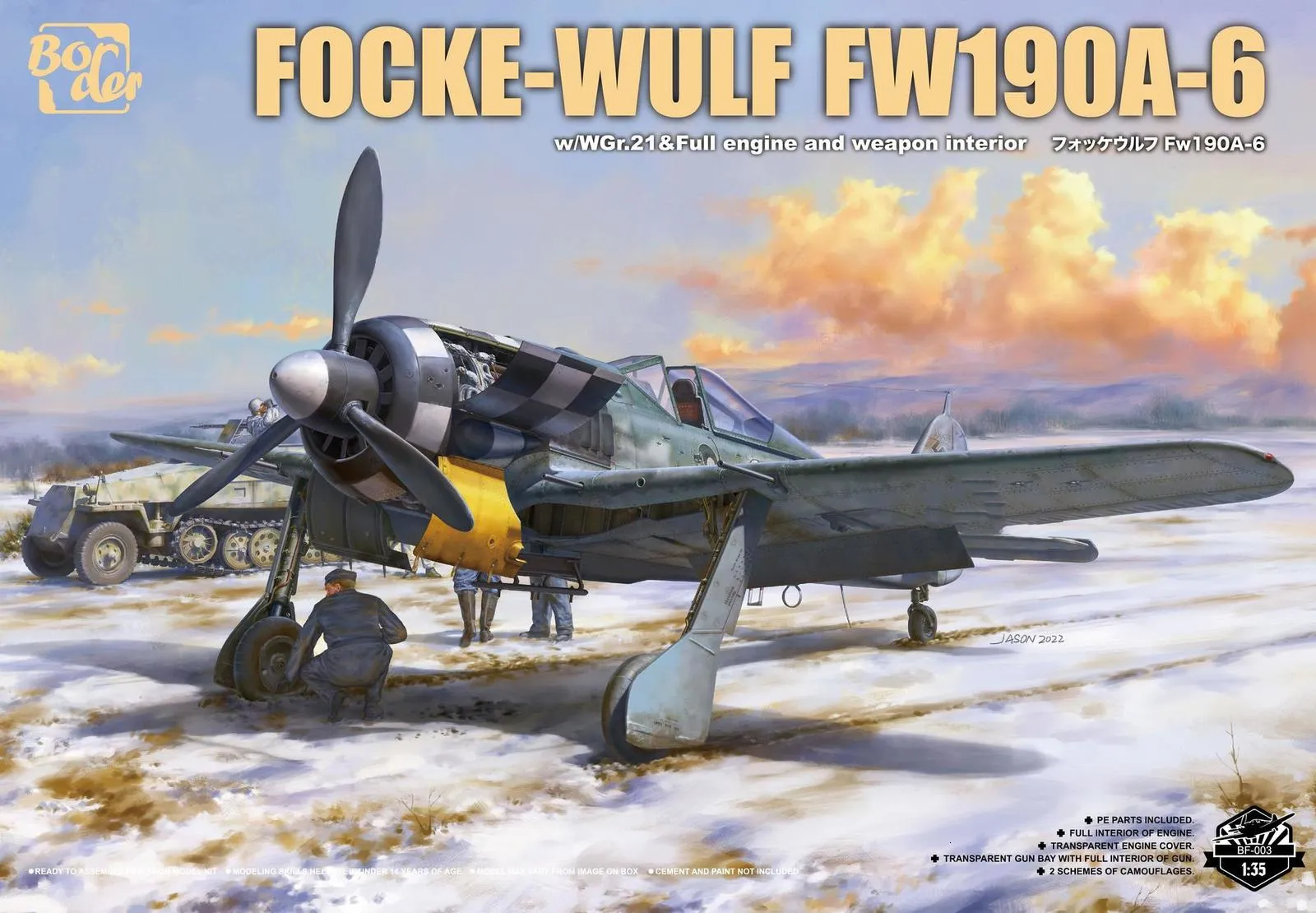 Flugzeugmodell Border BF-003 1/35 Focke-Wulf FW190A-6 mit WGr.21 Vollmotor-Waffeninnenmodellbausatz 230803