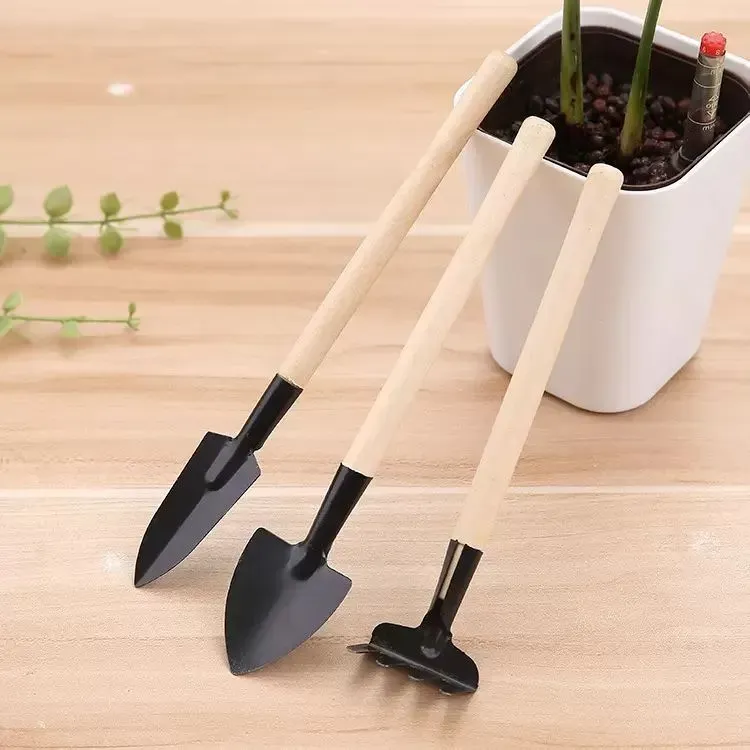 3PCS / Set Mini Fournitures De Jardin Balcon Maison En Pot Plantation Fleur Pelle Pelle Râteau Creuser Costumes Trois Pièces Outils De Jardin En Gros AU04