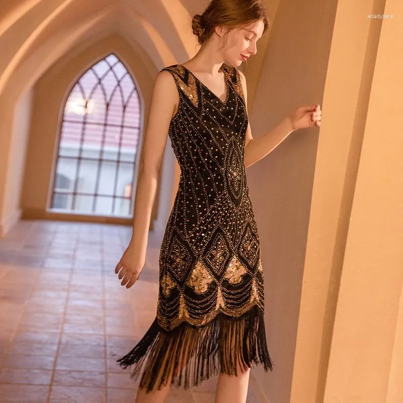 Casual Dresses 1920s Great Gatsby Vintage Beaded Sequins Tassel Flapper Evening Dress Plus Size Cocktail Sexy Prom