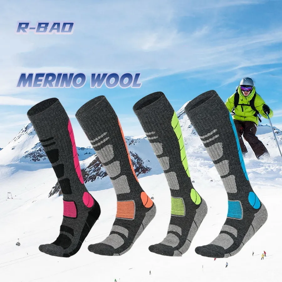 Calcetines deportivos 1 par de calcetines térmicos de lana merina para hombre y mujer, calcetines de compresión largos y cálidos de invierno para esquí, senderismo, snowboard, escalada, calcetines deportivos 230803