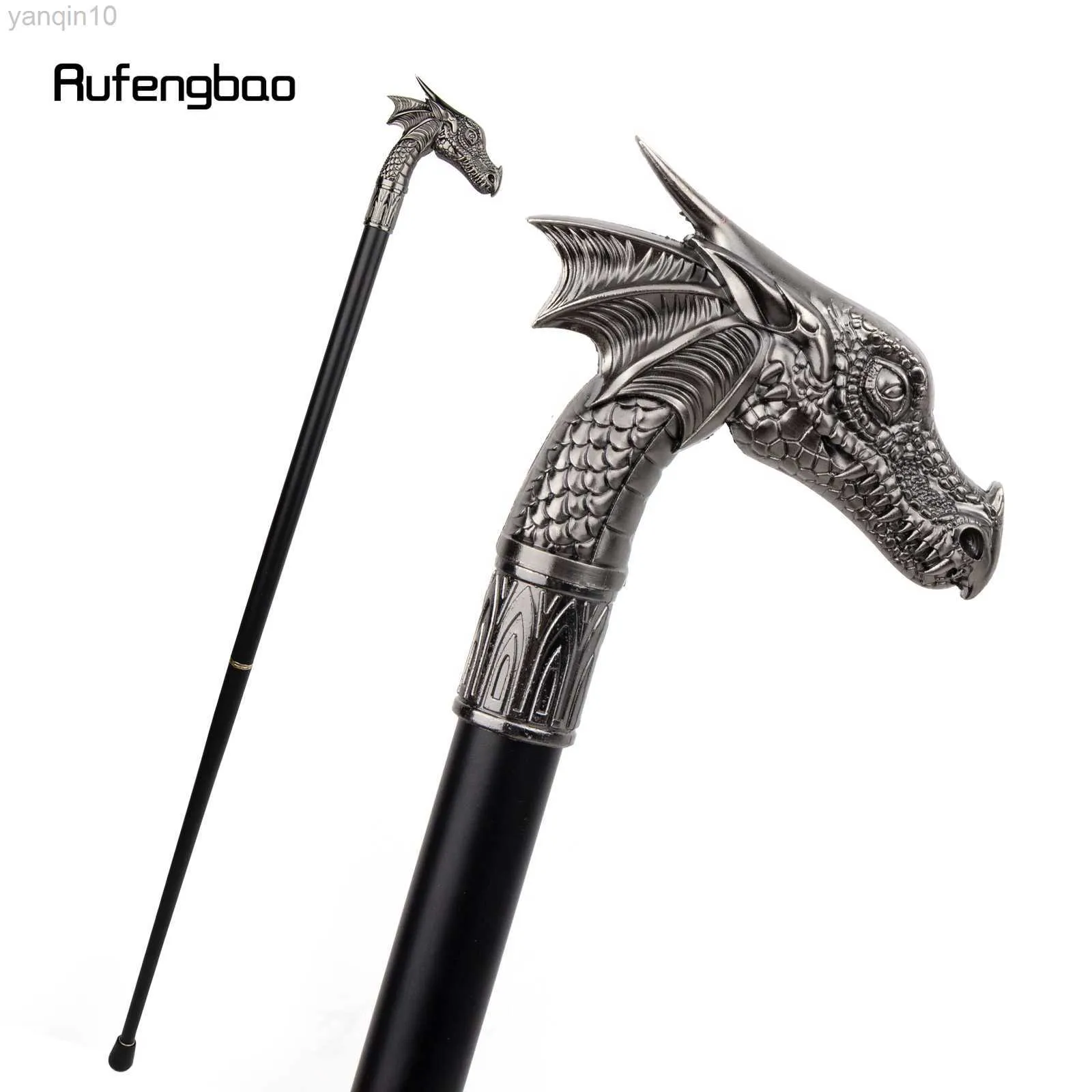 Trekking Poles Silver Dragon Head Fashion Walking Stick Decorative Stick Cospaly Vintage Party Fashionable Walking Cane Crosier 93cm HKD230804