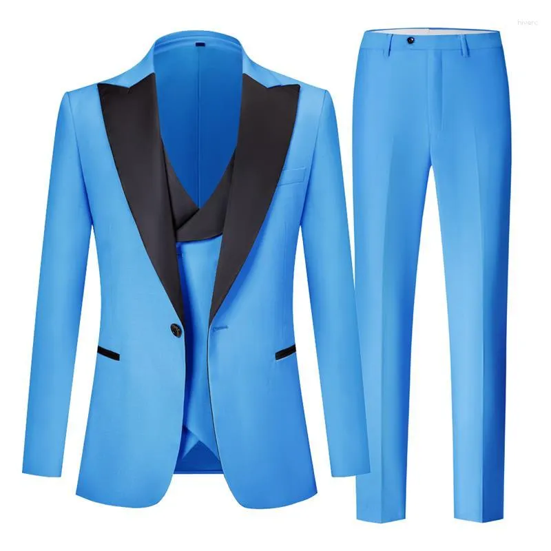 Mäns spårdräkter Set Set Spring and Autumn Solid Color Business Mature Simple Gentleman Fashion Casual Plus-size