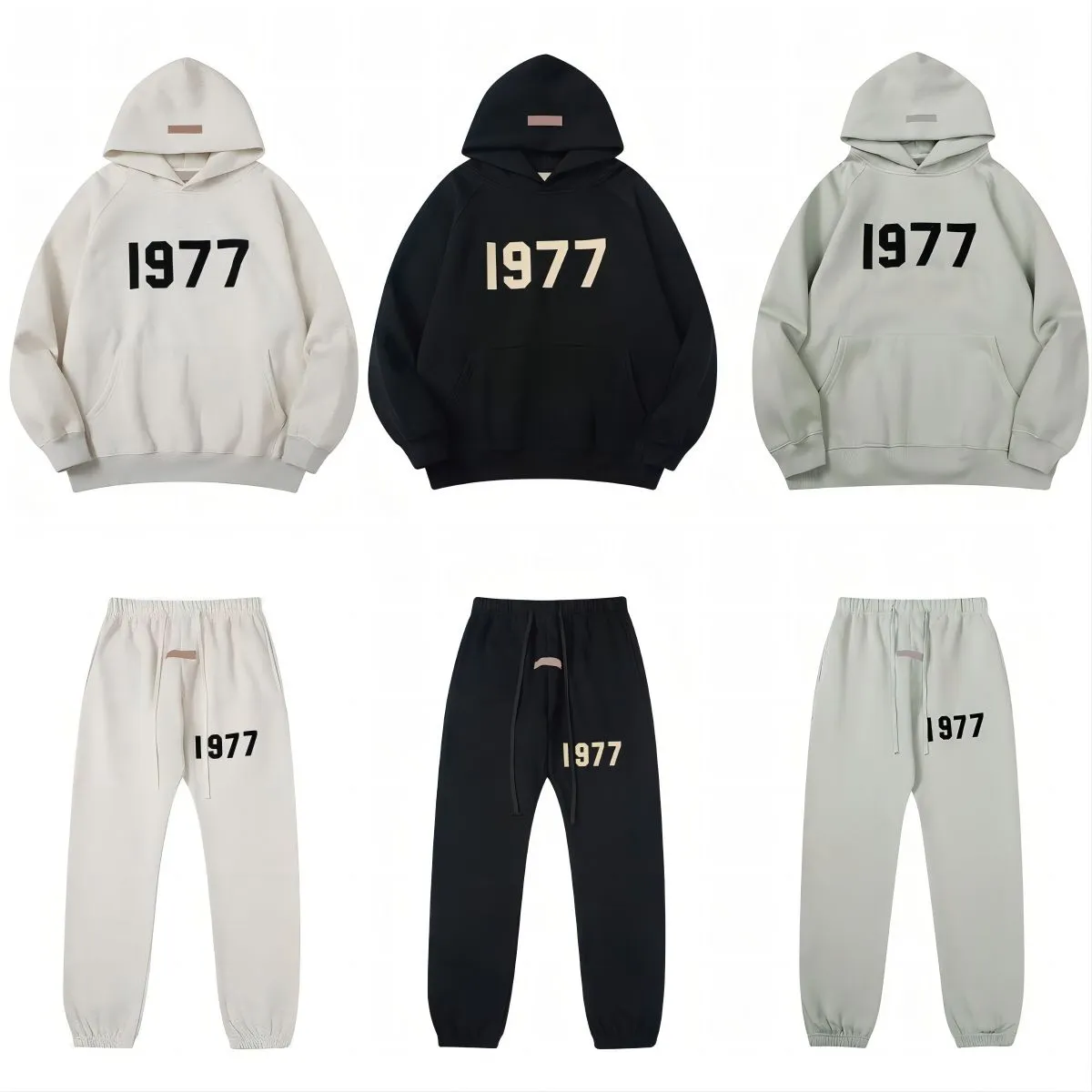 1977 Designer Essentialshoodie Survêtement ESS Sweat à capuche Sweatshirts Essentialsweatshirts Set Tops Qualité Hommes Femmes Jumper Lettre Imprimer Pantalon de survêtement Az