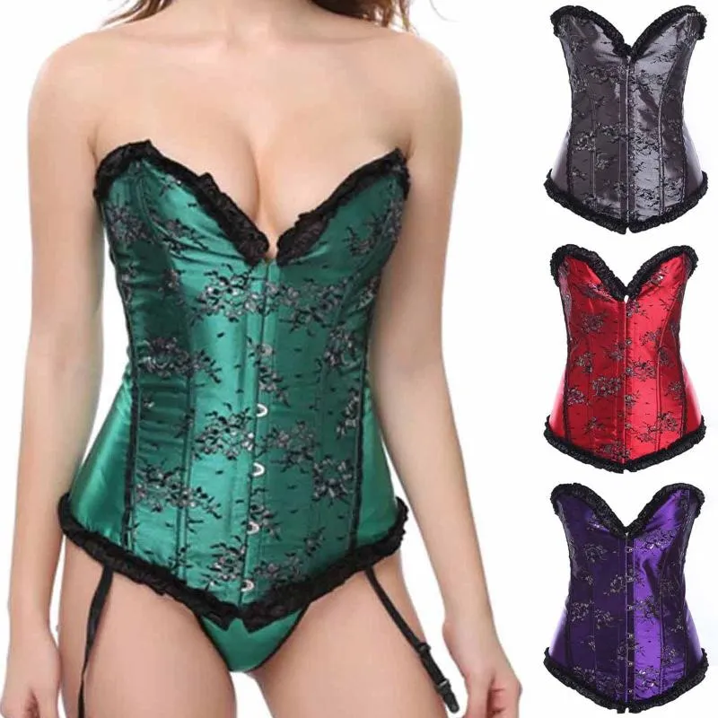 Bustiers & Corsets Sexy Corset Womens Lace Up Bustier Top Women Trainer Boned V-Neck Printed Body Shapewear Outfit Lingerie L4