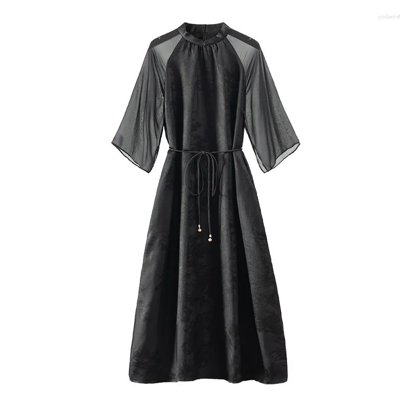 Casual Dresses Evening Original Design Summer 2023 Natural Silk for Women A-line Loose Ankle Length Raglan Sleeve