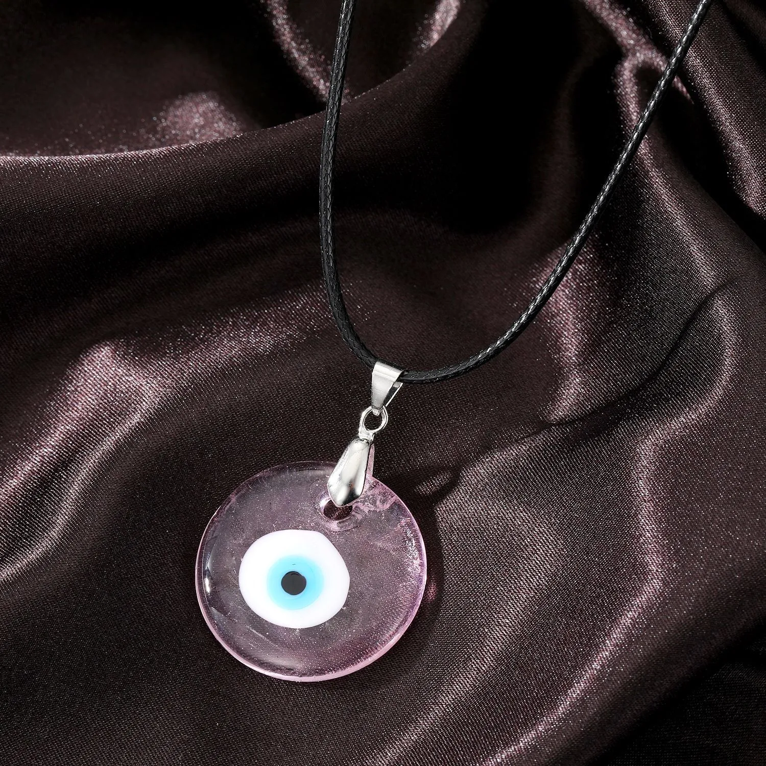 Fashion Blue Glass Devil`s Eye Pendant Necklace Men Women Round Turkish Blue Evil Eye Sweater Chain Necklaces Jewelry Gift