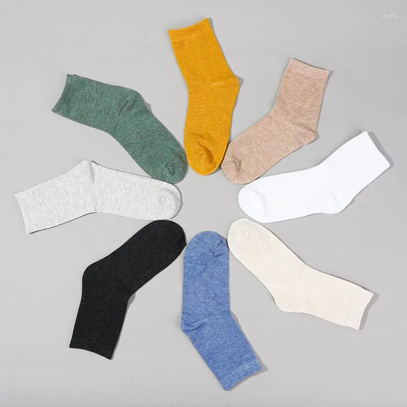 Men's Socks 3 Pairs/Lot Cotton Casual Harajuku Male Solid Solor Comfortable Fun Soft Simple Fashions Middle Tube Short Sock