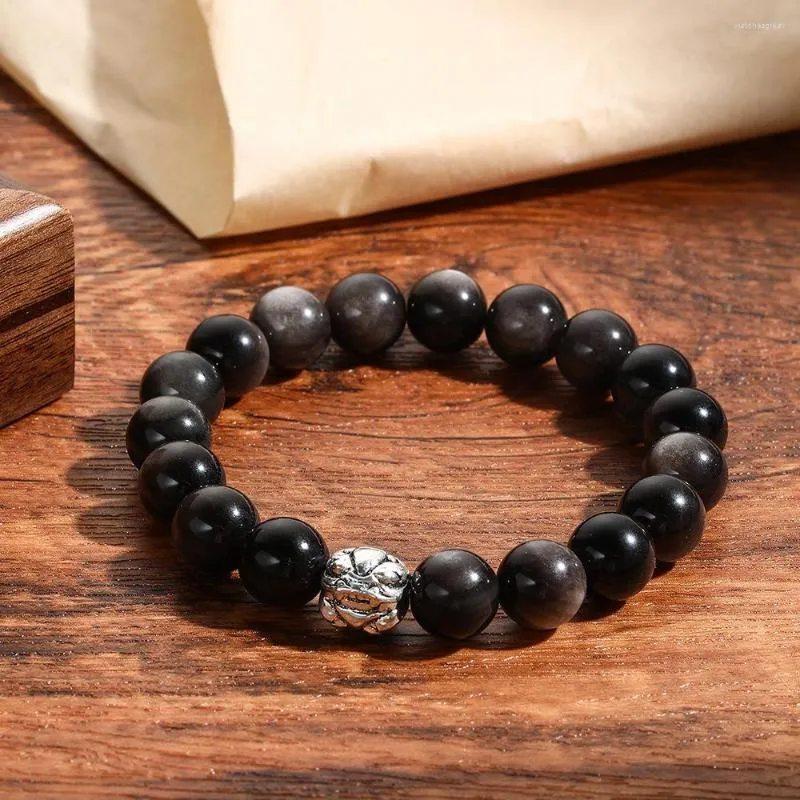 Strand Buddha Bead Bracelet Men Natural Tiger Eye Hematite Obsidian Homme Energy Stretch Women Casal Jóias