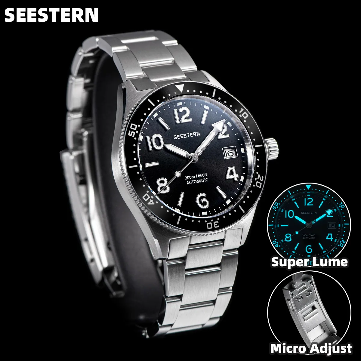 Inne zegarki Seestern Diver Mężczyźni Watch Automatyczne mechaniczne zegarek na rękę NH35 Ruch Ceramic Bezel 20Bar Waterproof Sapphire Glass Lume S434 230804