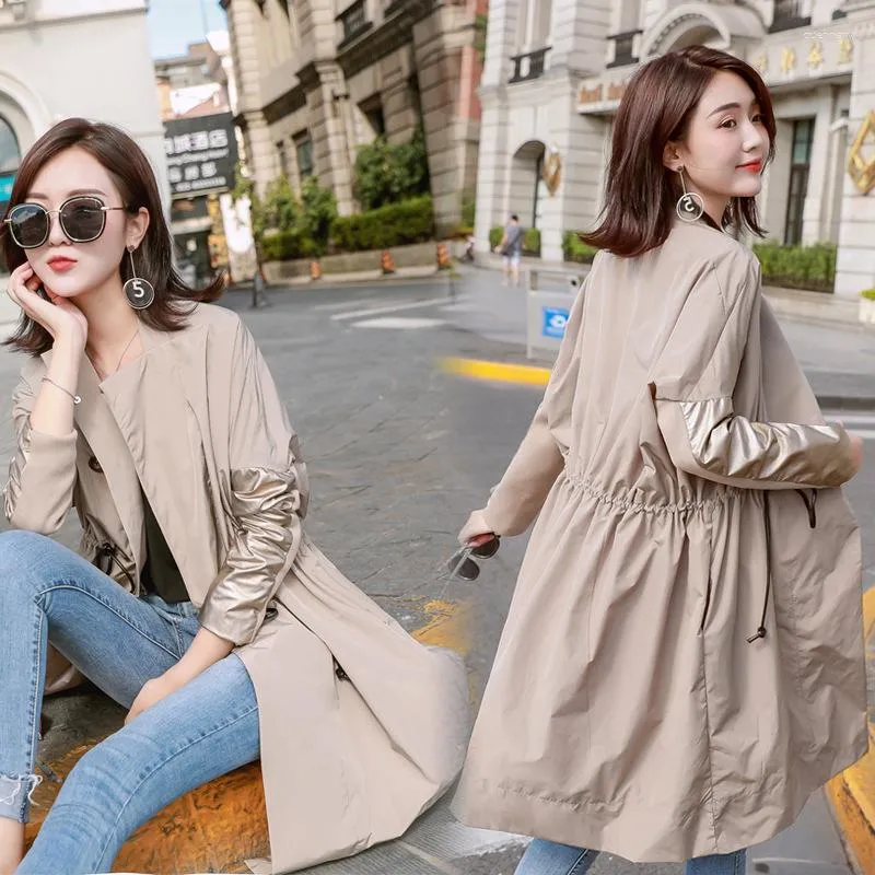 Women's Trench Coats Windbreaker 2023 Winter Long Section Slim Trend Simple Personality Long-sleeved POLO Collar Slimming Wild