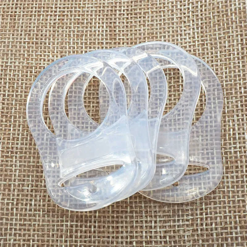 10 Pack Silicone Baby Pacifier Clips - Clear Button-Style Adapter For Rings Transparent