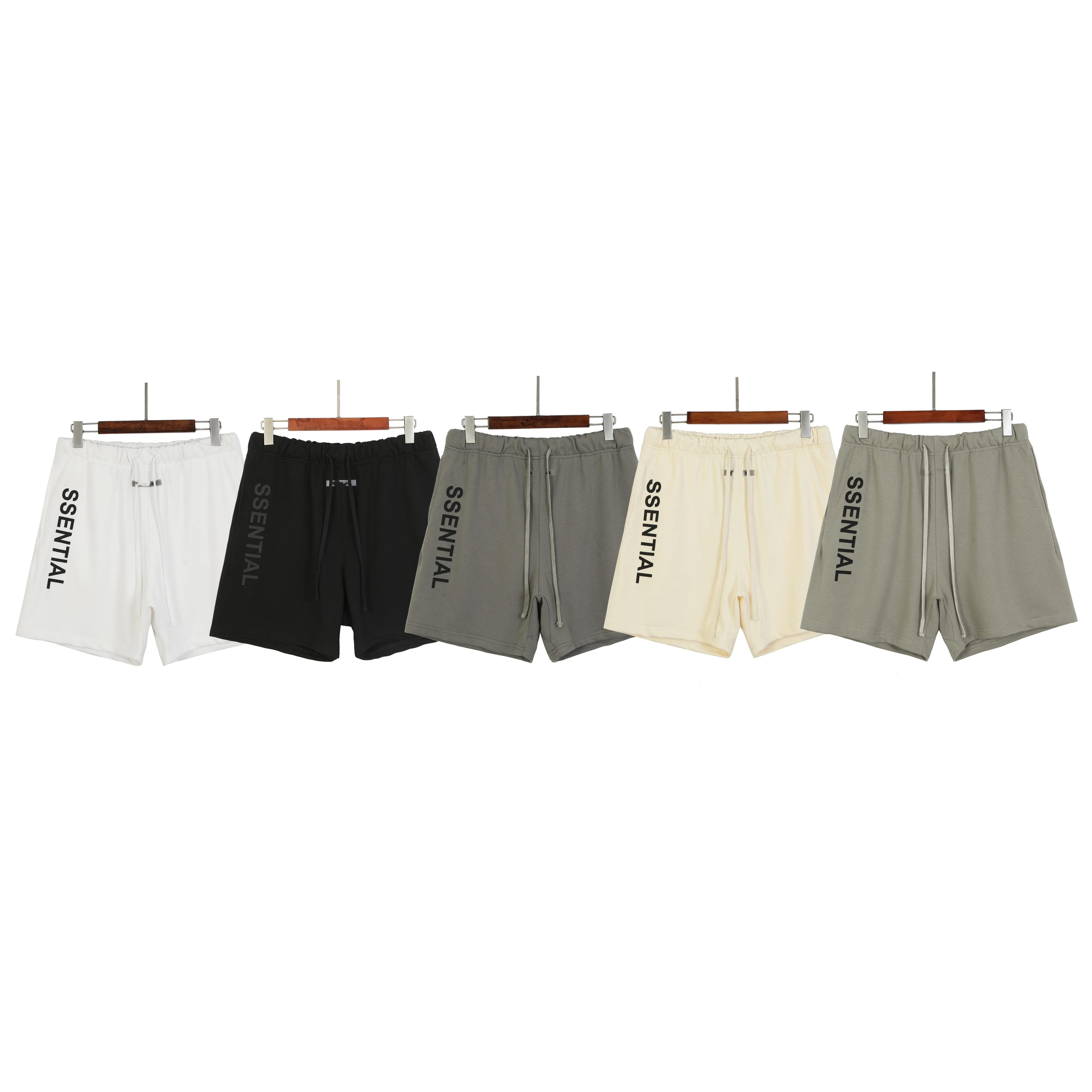 Designer av 2023 ESS Double Thread Letter präglade tryckta Terry -shorts. Trend. Svart, vit, kamel, aprikos, kolgrå S-XL