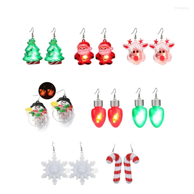Kolczyki Dangle Cute LED światło Bożego Narodzenia Świętego Mikołaja Drop biżuteria Prezent dla dziewczyny