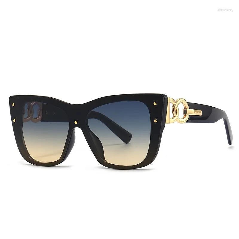 Zonnebril Trendy Cat Eye Dames Designer Zonnebrillen Voor Vrouwelijke Oversized Shield Shades Goggle Brillen