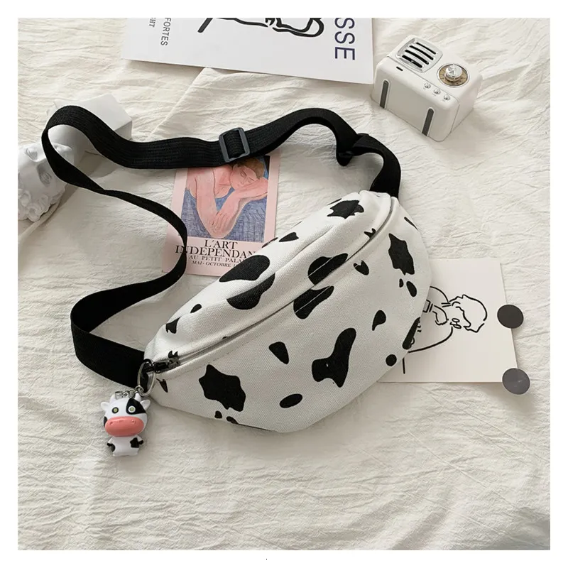 Waist Bags woman chest bag Korea INS cow canvas small messenger Japanese Harajuku style wild girl cute student Female pockets 230804