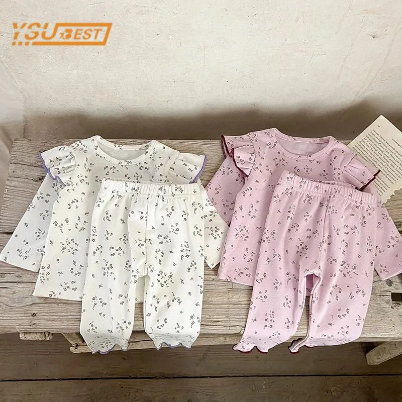 Kleidung Sets Frühling Baby Mädchen Anzug Freizeit Tragen Infant Kinder Kleidung Langarm Druck T-shirt Hosen Pyjamas Set