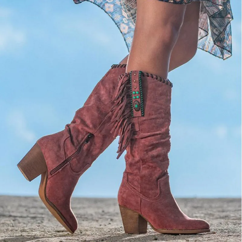 Womens wedge shop knee high boots