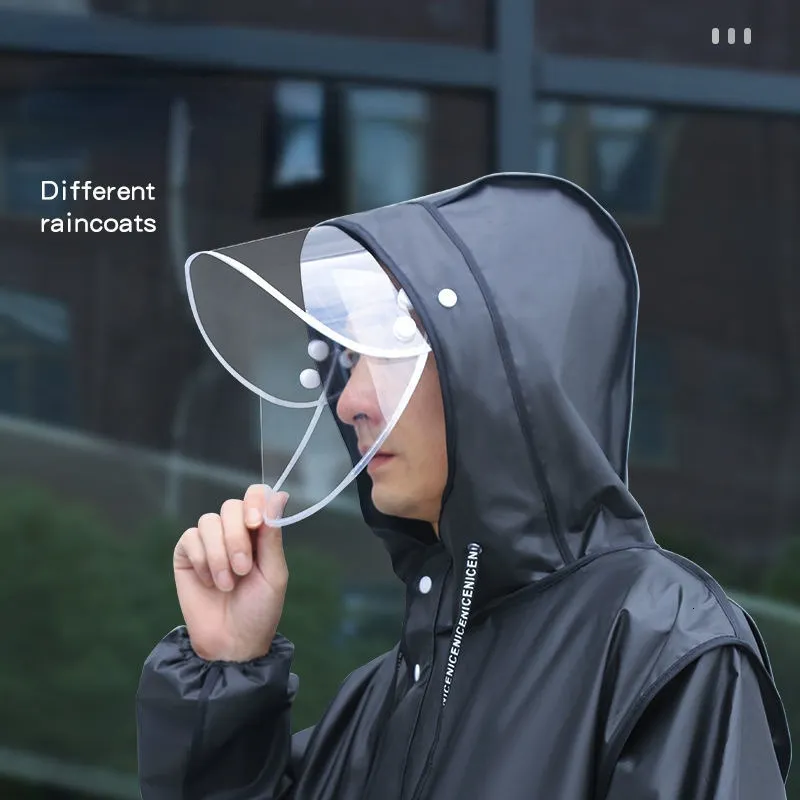 Raincoats Black Fashion Adult Waterproof Long Raincoat Women Men Rain Coat for Outdoor Hiking Fishing Climbing Thickened 230803