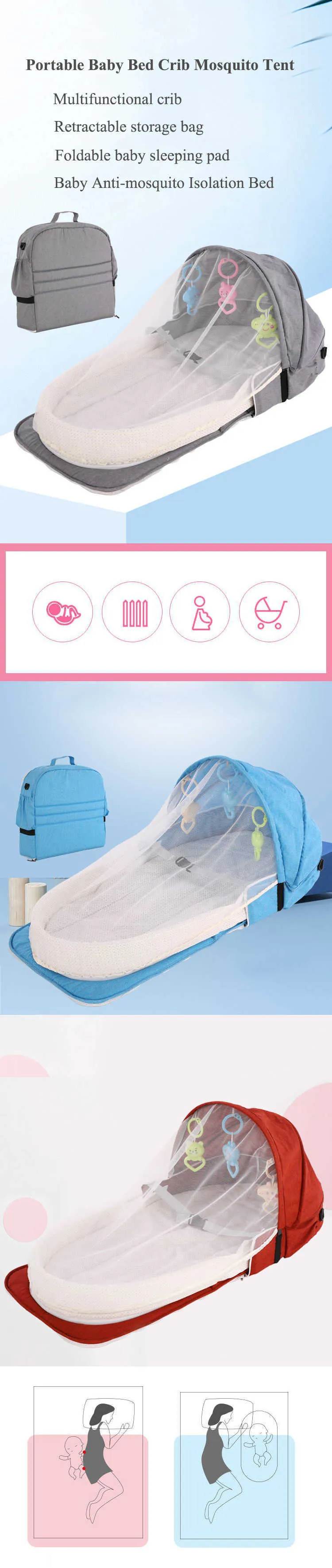 Foldable Baby Travel Bag With Travel Cot Mosquito Net And Wooden Stroller Backpack Ideal For Diapers Sleeping Mat And Travel Z230804 From Mengqiqi07 7.06 DHgate.Com