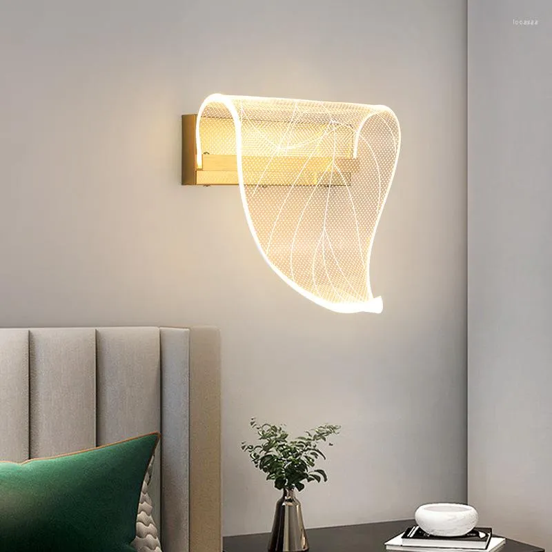 Lampa ścienna Nowoczesne lampy LED LED 8 W Hal oświetlenia sypialnia nocna salon schodka do przejścia dekoracja wnętrza liścia liści