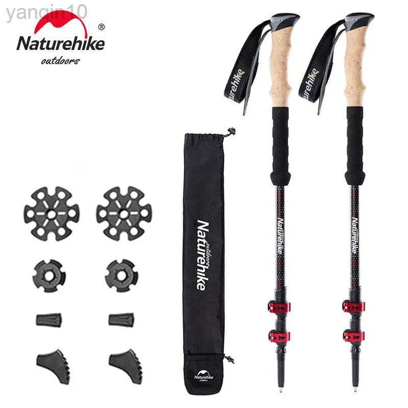 Trekking Poles Naturehike Trekking Poles 2sts Carbon Fiber Trekking Poles Walking Stick For Tourism Collapsible Telescopic Sticks vandringsstänger HKD230804