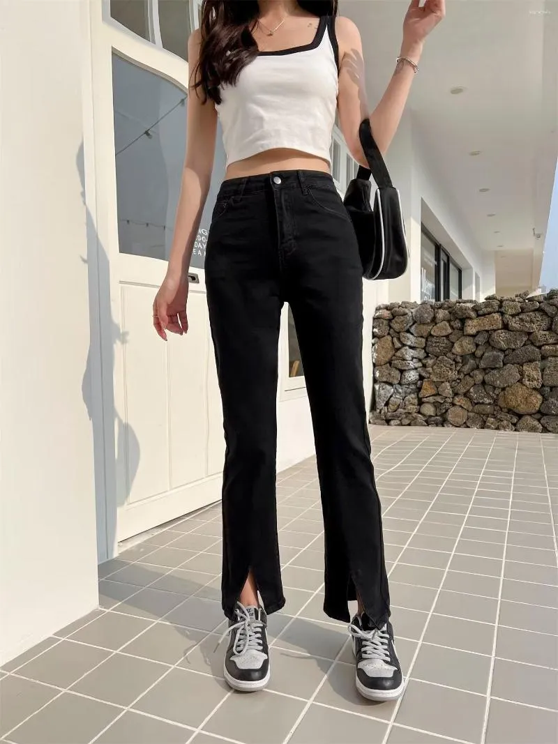 Jeans femme Y2K femmes mode coréenne Flare Vintage Denim pantalon Harajuku noir maigre taille haute pantalon femme vêtements