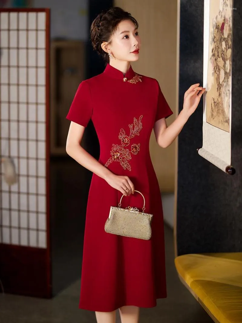 red dress for grandma Senior Woman Standing Red Dress Stock Photo 594164390
