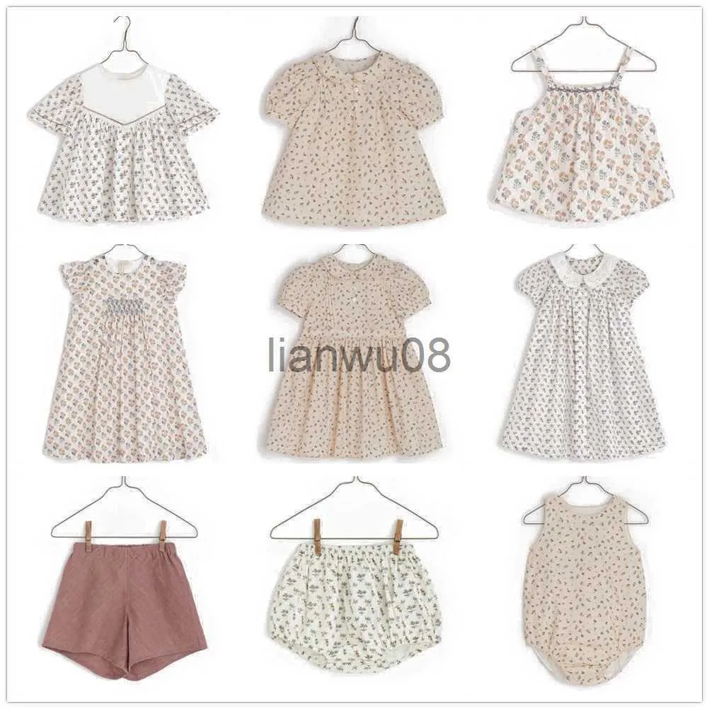 Kläder sätter barnkläder flickor lcc märke 2022 ny sommar småbarn flicka tshirts shorts blommor tryck prinsessor klänningar nyfödda baby kläder x0803