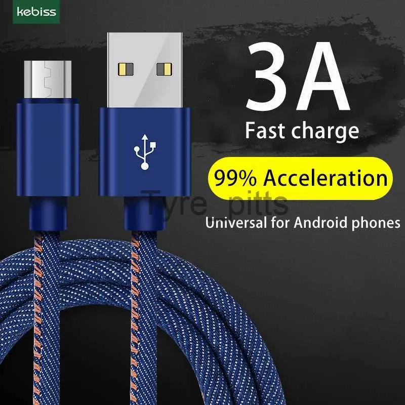 Laddare/kablar Kebiss Micro USB -kabel 3A Nylon Fast Charge USB -datakabel för Samsung Xiaomi LG -surfplatta Android Mobiltelefon USB -laddningssladd x0804