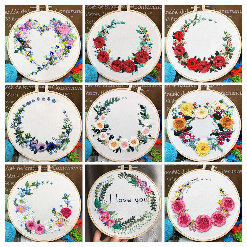 Chinese Style Products Flowers Plants DIY Embroidery Set Needlework Tools Beginner Material Package Embroidery Creative Handmade Art Craft Decor