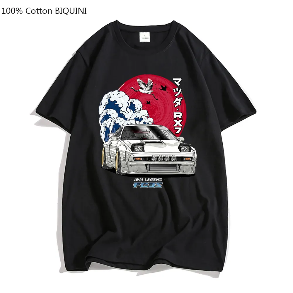Herren T-Shirts Initial D Anime Grafik T-Shirt Damen Herren Streetwear für JDM Crewneck T-Shirts Tops Y2k Übergroßes T-Shirt aus 100 % Baumwolle weich 230804