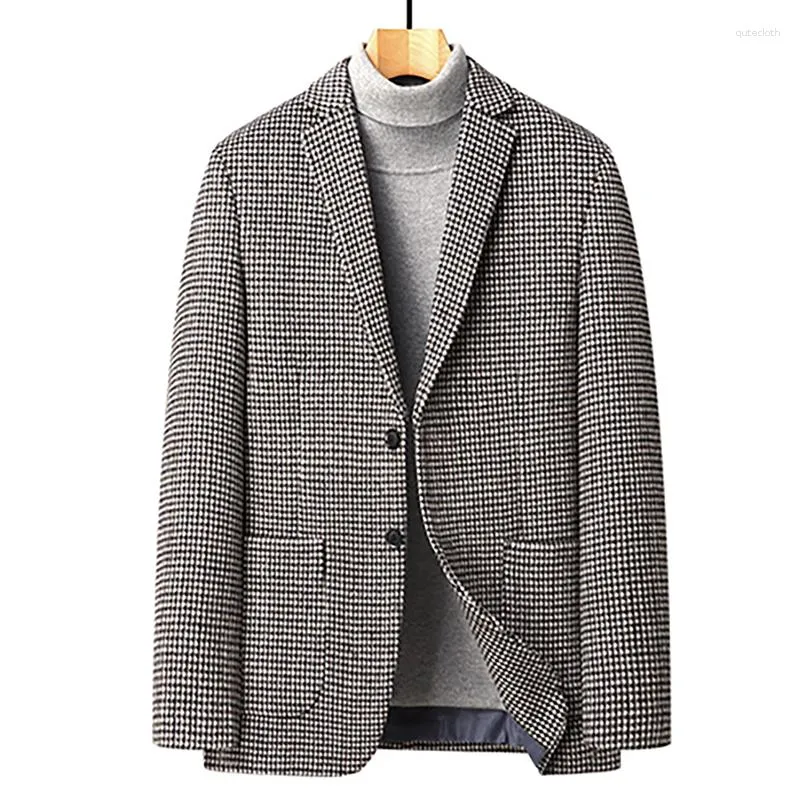 Herrkostnader brittisk houndstooth blazer jacka 2023 varumärke smal fit single breasted blazers män formell kvalitet sportrock 4xl