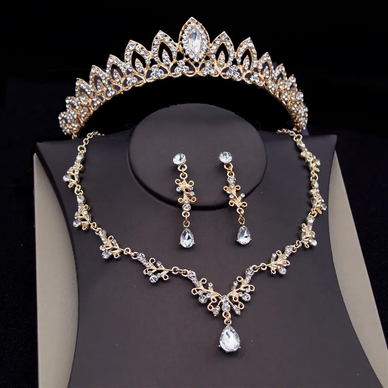 Wedding Jewelry Sets Fashion Crystal Bridal for Women Tiaras Earrings Necklace Crown Dress Bride Set Accessories 230804