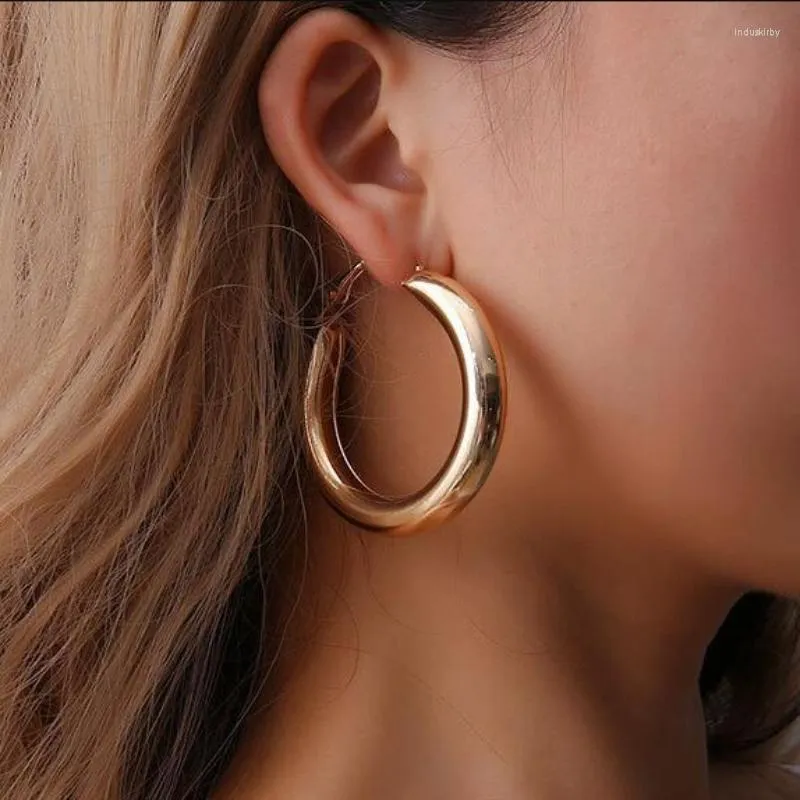 Hoop Earrings Fashion Circle For Women Gold Color Sliver Retro Punk Big Round Trend Jewelry Gifts